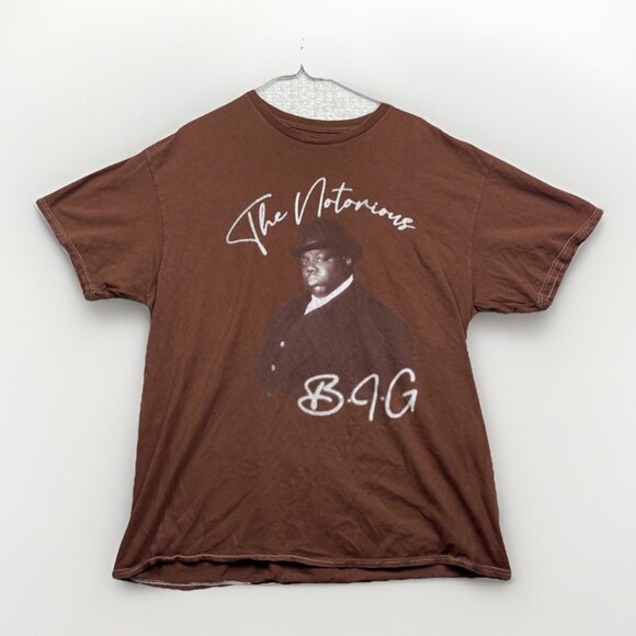 The Notorious BIG FEDORA Biggie Brown Rust Rap Hip Hop T-Shirt Men's Size Large - Picture 1 of 16